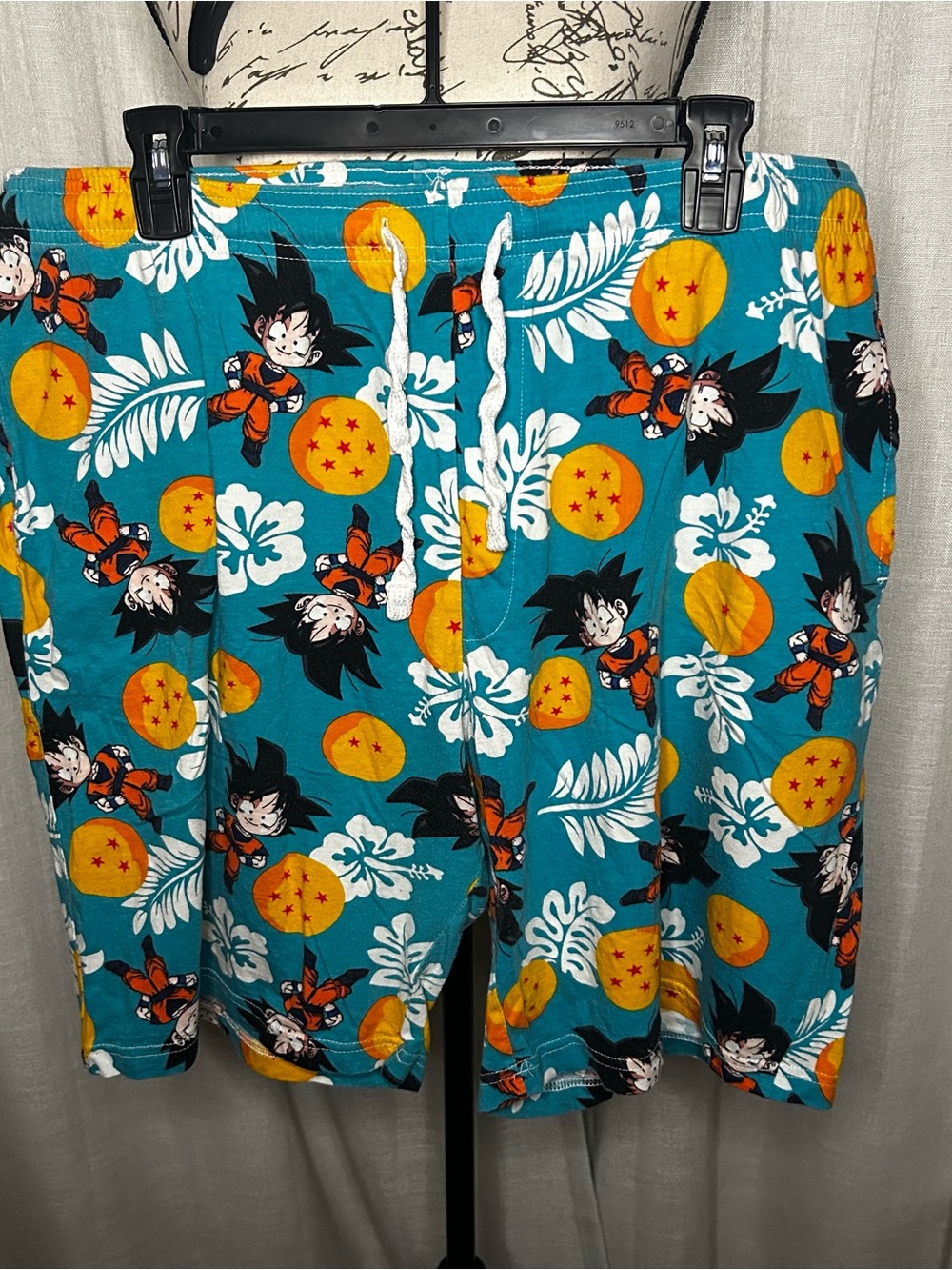 Men's 2XL Teal Dragon Ball Z Patterned Sleep Shorts